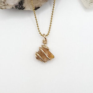 Raw Orange Kyanite Necklace in Gold - Crystal for Creativity