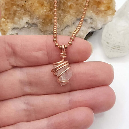 Raw Phenakite Necklace in Copper - Crystal for Ascension