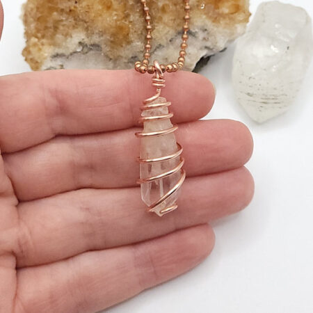 Clear Quartz Necklace in Copper - Crystal for Clarity & Energy