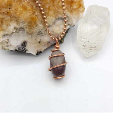 Shiva Lingam Necklace in Copper Wire - Crystal for Sacred Balance